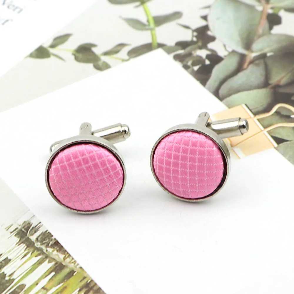 Mens solid color plain weave cufflinks peach gray pink blue branded cufflinks wedding metal simple design mens cufflinksT250412