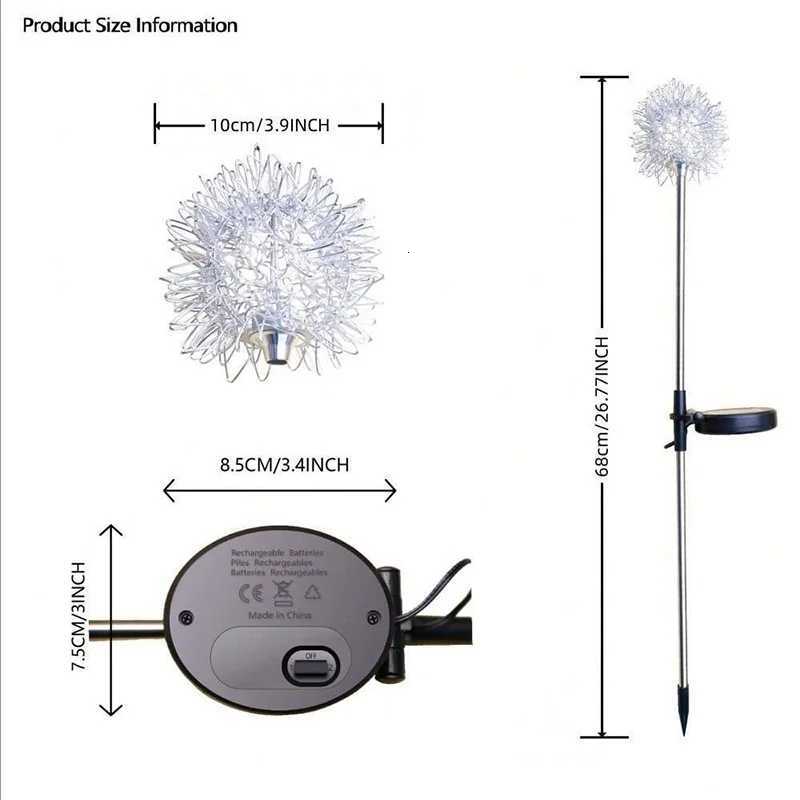 1PC Solar Dandelion LED Garden LightsStainless Steel Outdoor Lawn LampLandscape Decoration for VillaBalconyCourtyardGarden M251113