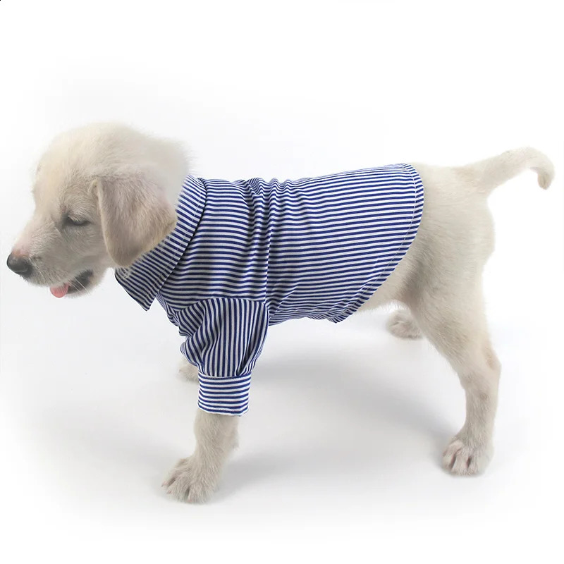 WANGUPET stripe Dog Shirt Leisure Clothing Fashion Social Casual Pet Shirt Slim Fit Long-Sleeve Dog Shirts 250407