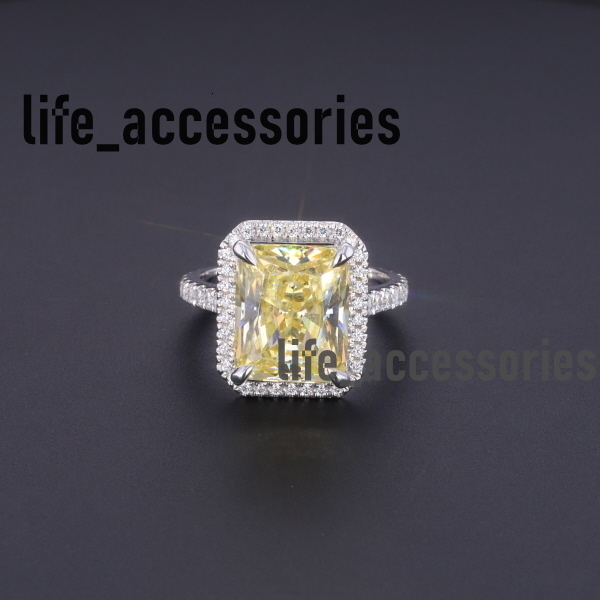 Starsgem Jewelry Canary Color Radiant Cut Cubic Zirconia Side Moissanite or Cz Ring