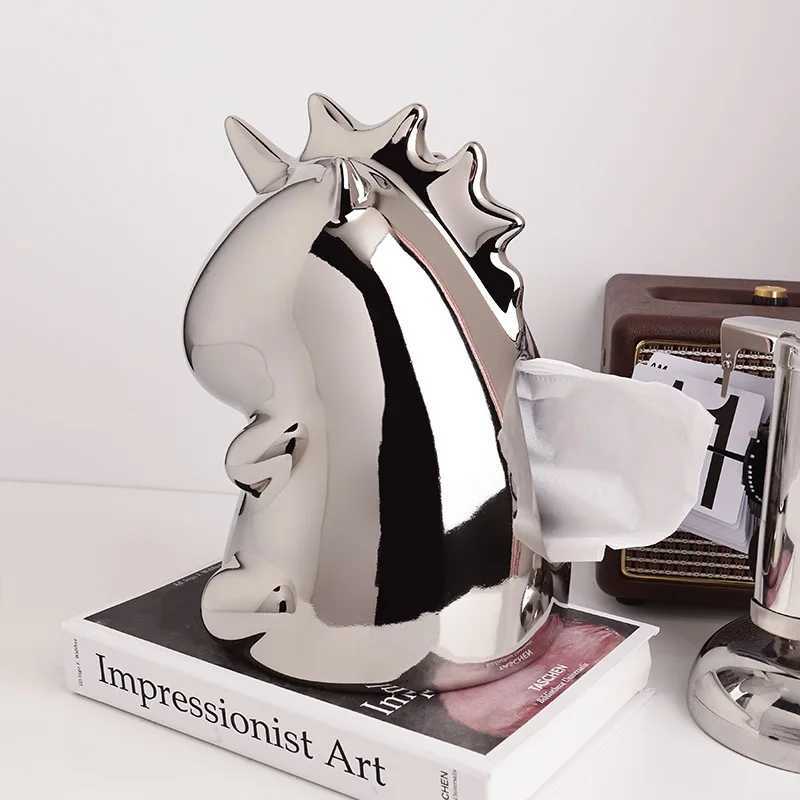 Creative INS Unicorn Ceramic Tissue Box Light Luxury He Living Ro Decoration Drawout Paper Box Y251112
