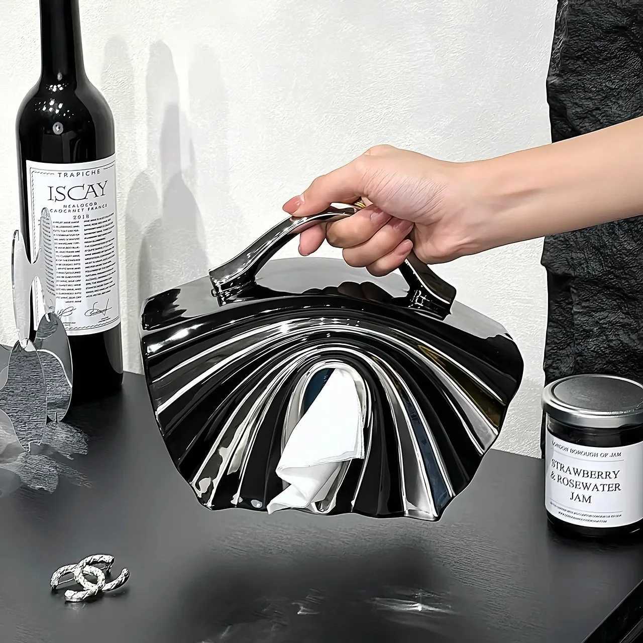 Advanced Handbag Ceramic Tissue Box Creative Design Sense Pumping Paper Box High-end Light Luxury Living Ro Desktop Decoration Y251112