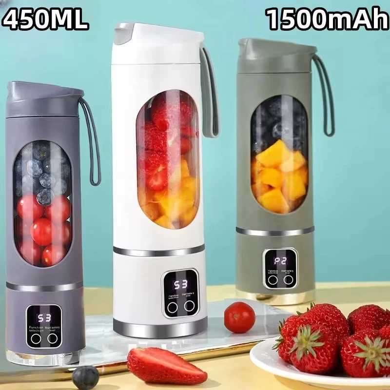 2025 New Household Charging MINI Crushed Ice Electric Juicer Powerful Motor 450ML Large Capacity Digital Display Juice Cup C251113