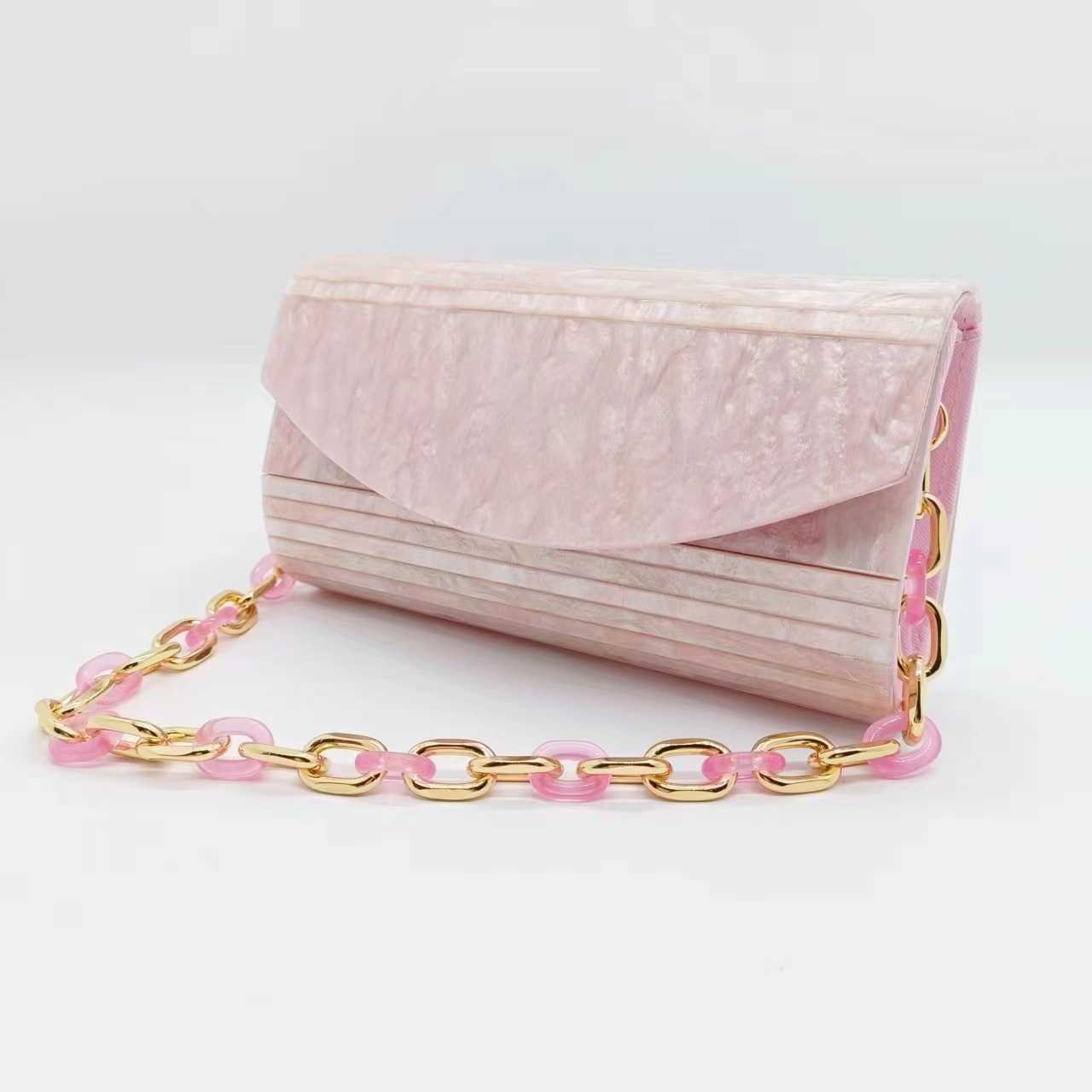 Bag Pink Splice Stripe Bag Wedding Party Acrylic Dinner Bag Handheld Crossbody Womens Bag