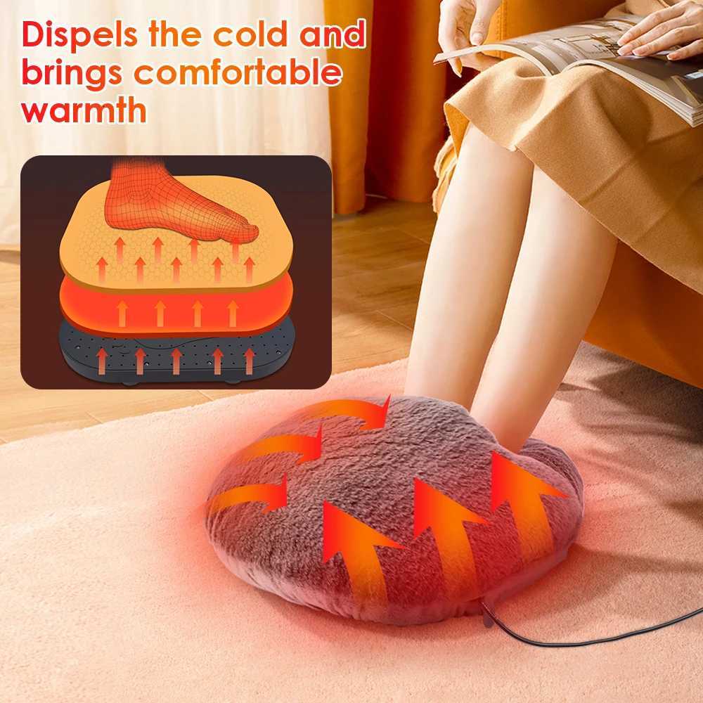 USB Plug Winter Electric Foot Heating Pad Under Desk Household Foot Warmer Heater Soft Plush Foot Warming Thermostat Warm Mat Y251113