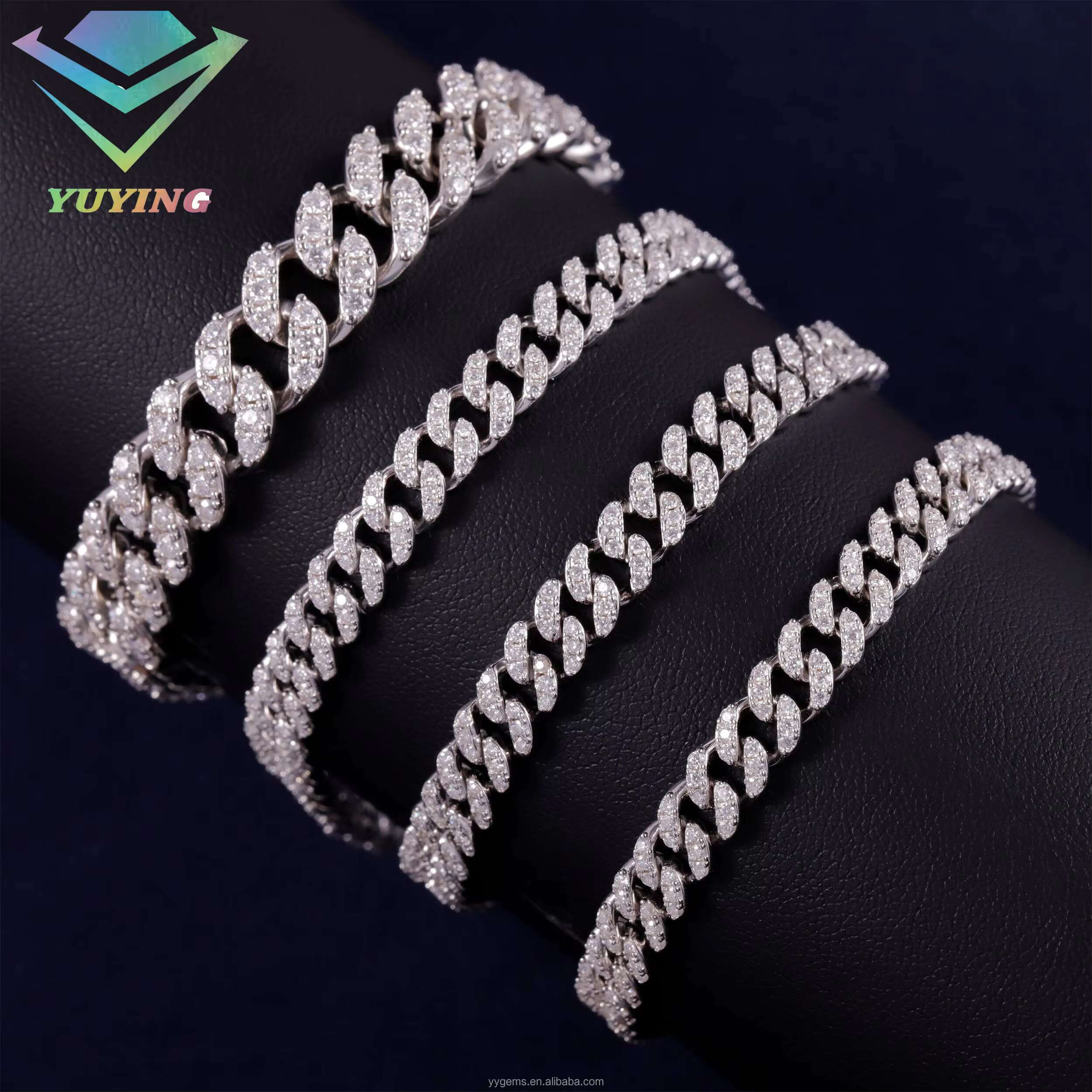 RTS Moissanite Cuban Chain Single Row 6mm S925 Silver Chain for Men VVS Moissanite Diamond Cuban Link Chain Hip Hop Necklace