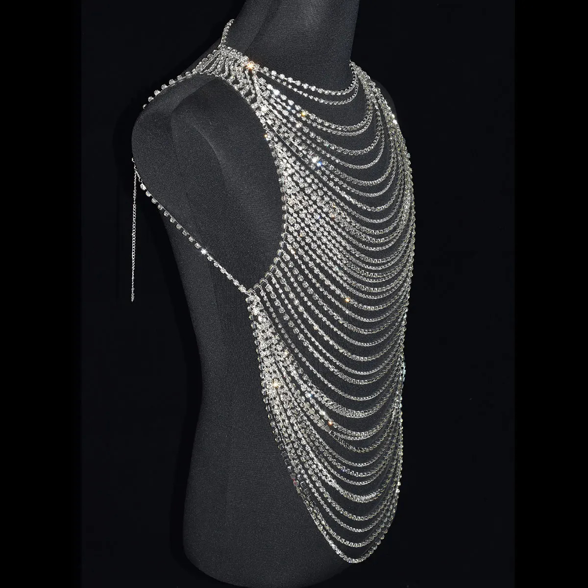 Fashionable shiny mens body chain underwear with rhinestones banquet stage performance party clothing accessories 250408