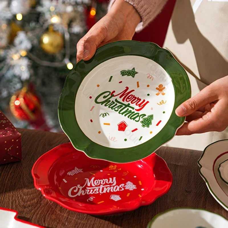 Christmas Creative Christmas Tree Ceramic Plate Set High End Restaurant Dessert Plates Breakfast Delicious Salad Plate Exquisite Tableware Y251113