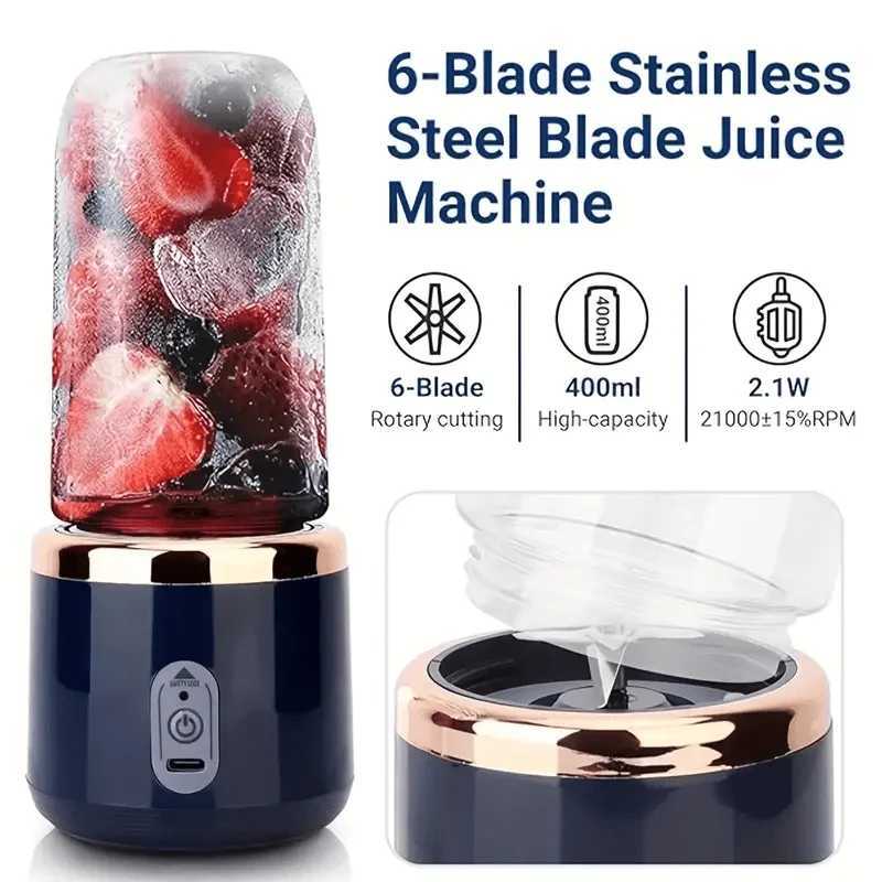 Portable electric juicer - double cups - 400 ml - USB fruit blender - mixer - for making juice, smoothies, and ice cream C251113