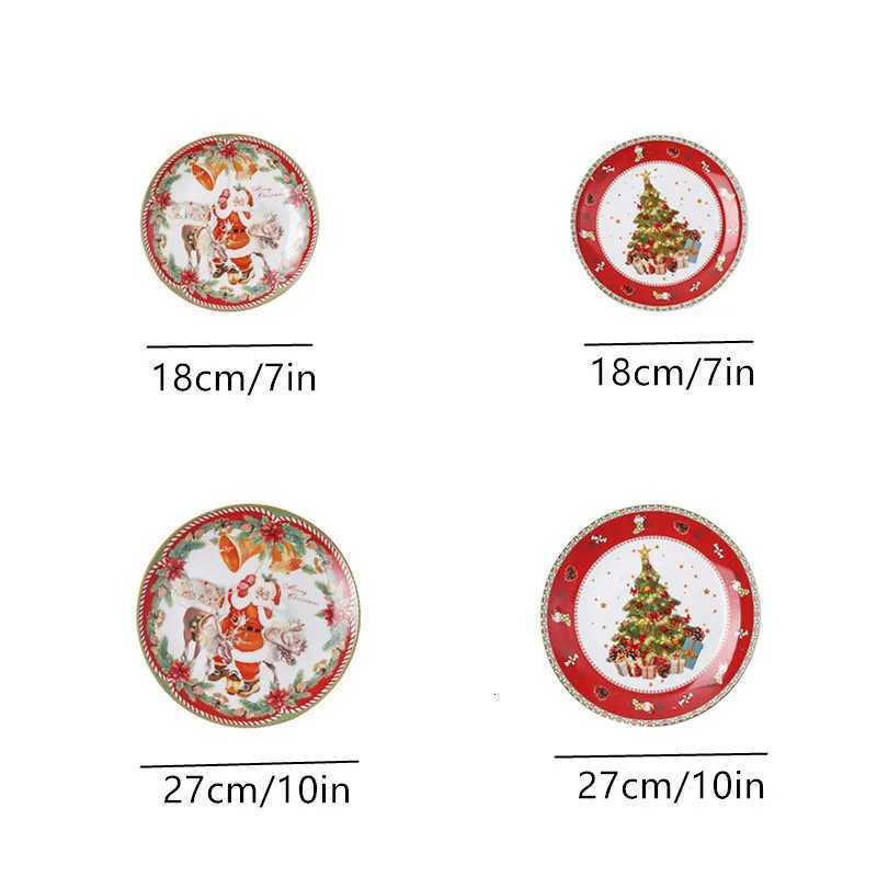 Christmas Christmas Ceramic Plates Round Cartoon Colored Glazed Plates Used To Hold Fruit Candy Dessert Plates For Christmas Gifts Y251113