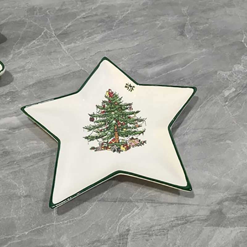 Christmas Christmas Tree Plate Star Bowl Fruit Snack Tray Home Decoration Accessories Dinner Cake Sales Restaurant Supplies noel vaisselle Y251113