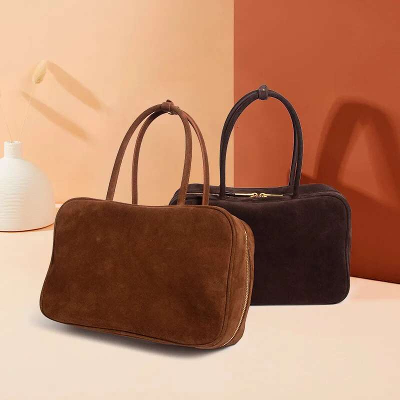 Motingsome Suede Handbag Woman Designer Bags Matte Genuine Leather Brief Case Underarm Shoulder Satchel 2025 New