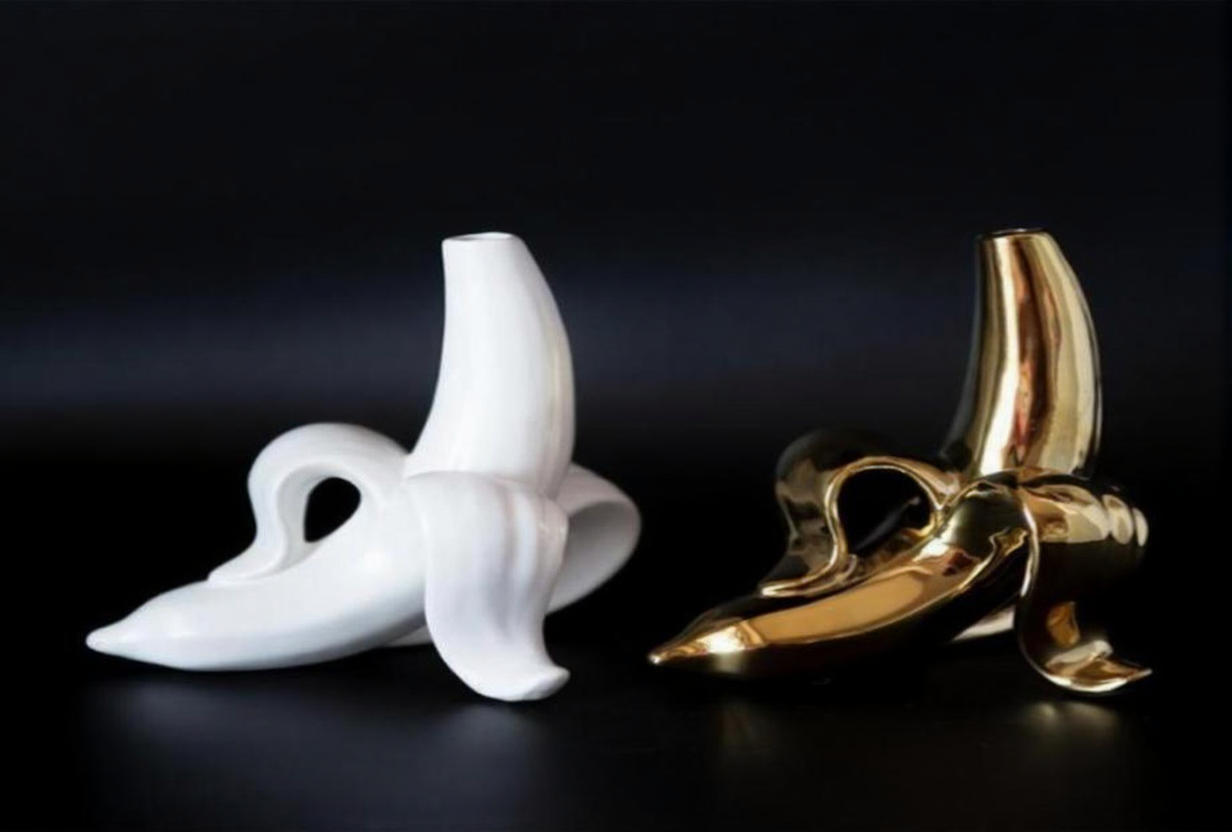 Ceramic banana banana furnishings furnishings gold white vase is unique13069