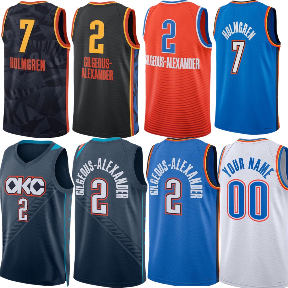 Custom Shai 2 Gilgeous-Alexander Chet 7 Holmgren Basketball Jersey Okc Luguentz Dort Jalen Willia ms Giddey Isaiah Dieng Joe Thunders Cason Wallace Alex Caruso