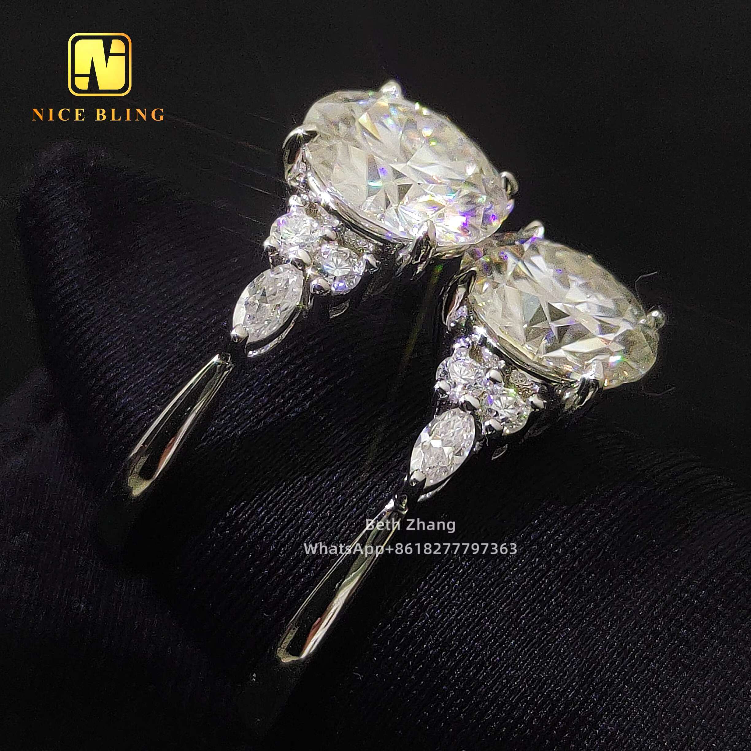 Wholesale Price Luxury Diamond Ring 3ct Round Brilliant Moissanite Engagement Rings for Women Weddings 925 Silver Jewelry