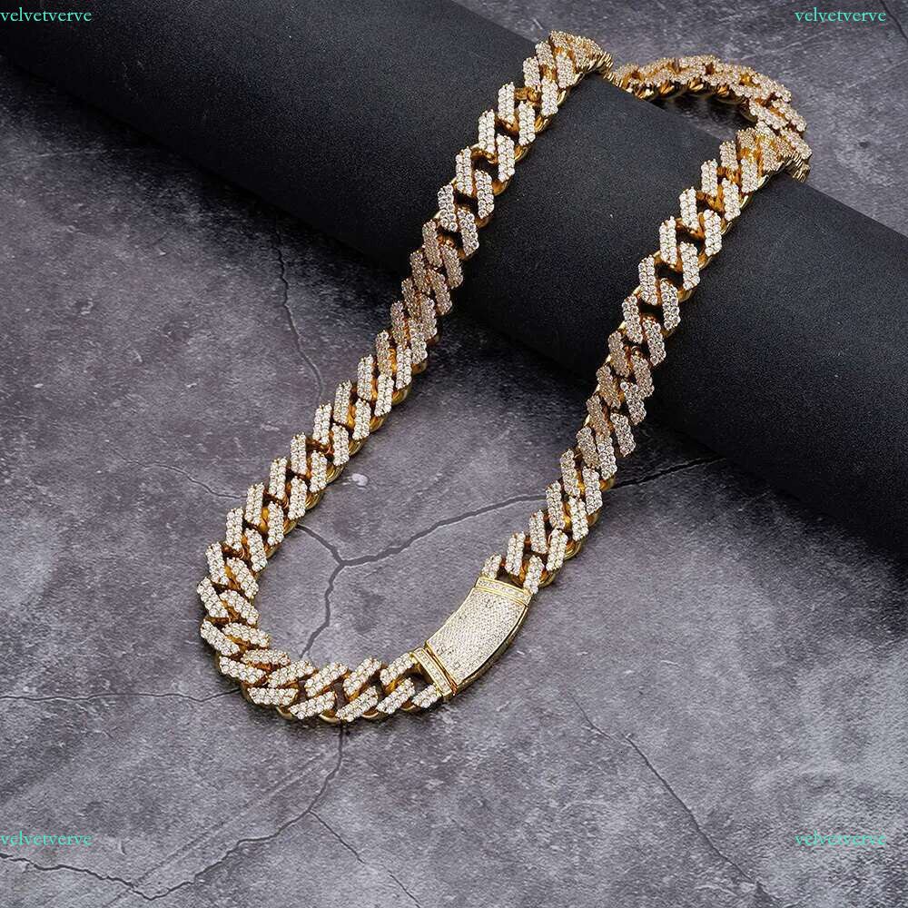 bracelet necklace mossanite Hip Hop Jewelry Ladies 12mm Gold Dia Necklace Bracelet Sier Iced Out vvs moissanite Cuban k Chains for Men