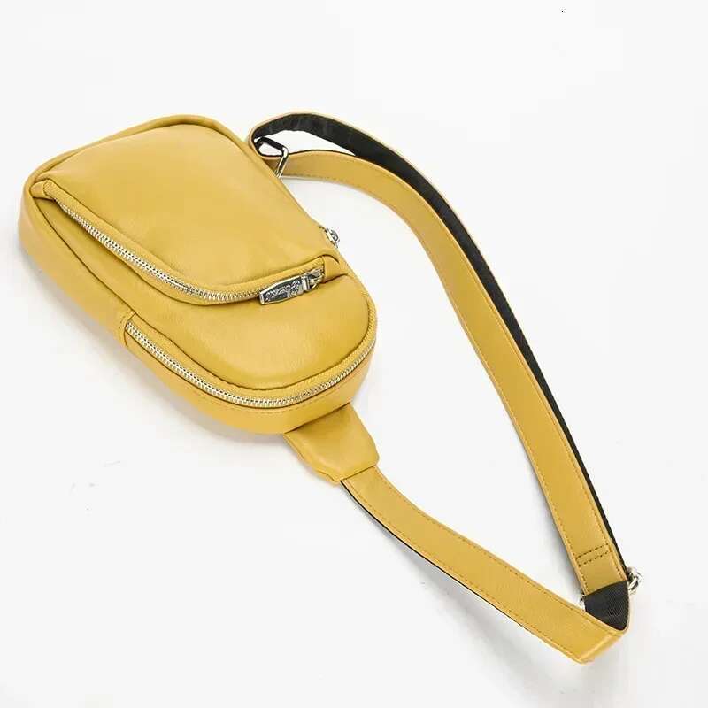 Fashion Simple Solid Zipper Crossbody Chest Bags For Women Retro PU Leather Shoulder Bag Leisure Tourism Mobile Wallet