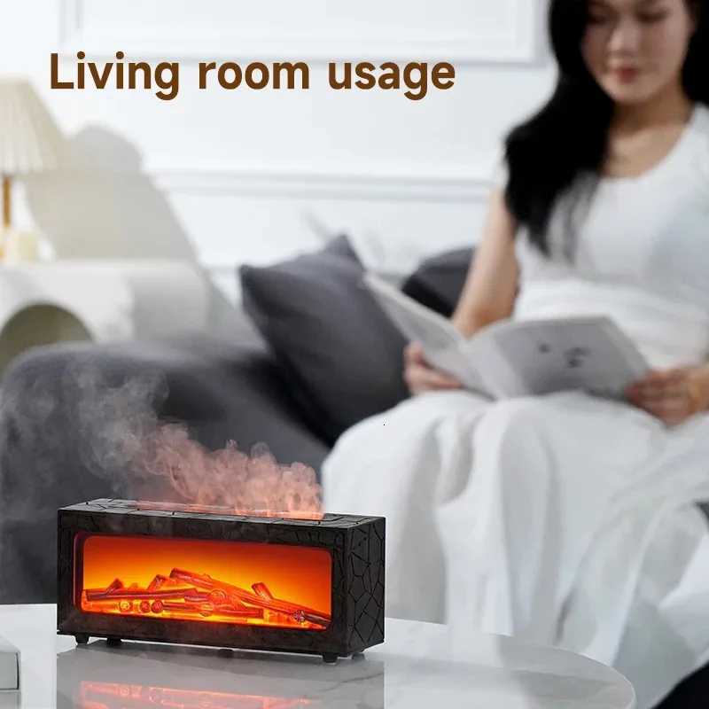 C06 Flame Fireplace Aromatherapy Humidifier Creative Automatic Scent Diffuser With 7-Color Lights Quiet Mist Maker For Bedroom Y251113