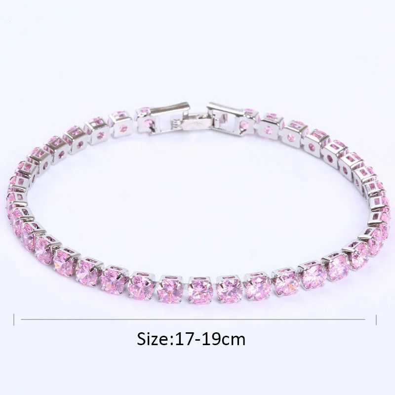 Luxury Hiphop Iced Out 4mm Cubic Zirconia Crystal Tennis Bracelets For Women Men Gold Color Silver Color Bracelet Chain JewelryC250411