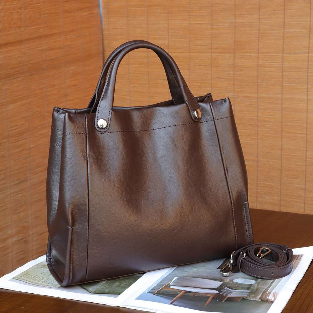 Luxury Bags Designer Genuine Leather Women's Shoulder Bags Topped Vegetable Tanned Cowhide Top Handle Bags Stylish Multifunctional Tote
