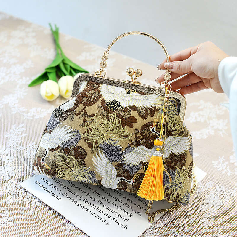 designer bag Single shoulder crossbody antique paired with cheongsam bag, new Chinese style finished gold handbag for women
