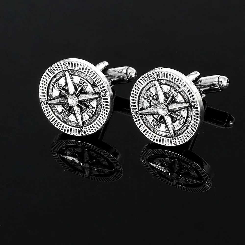 High quality luxury compass cufflinks mens octagonal star cufflinks business party cufflinks shirt buttonsT250412