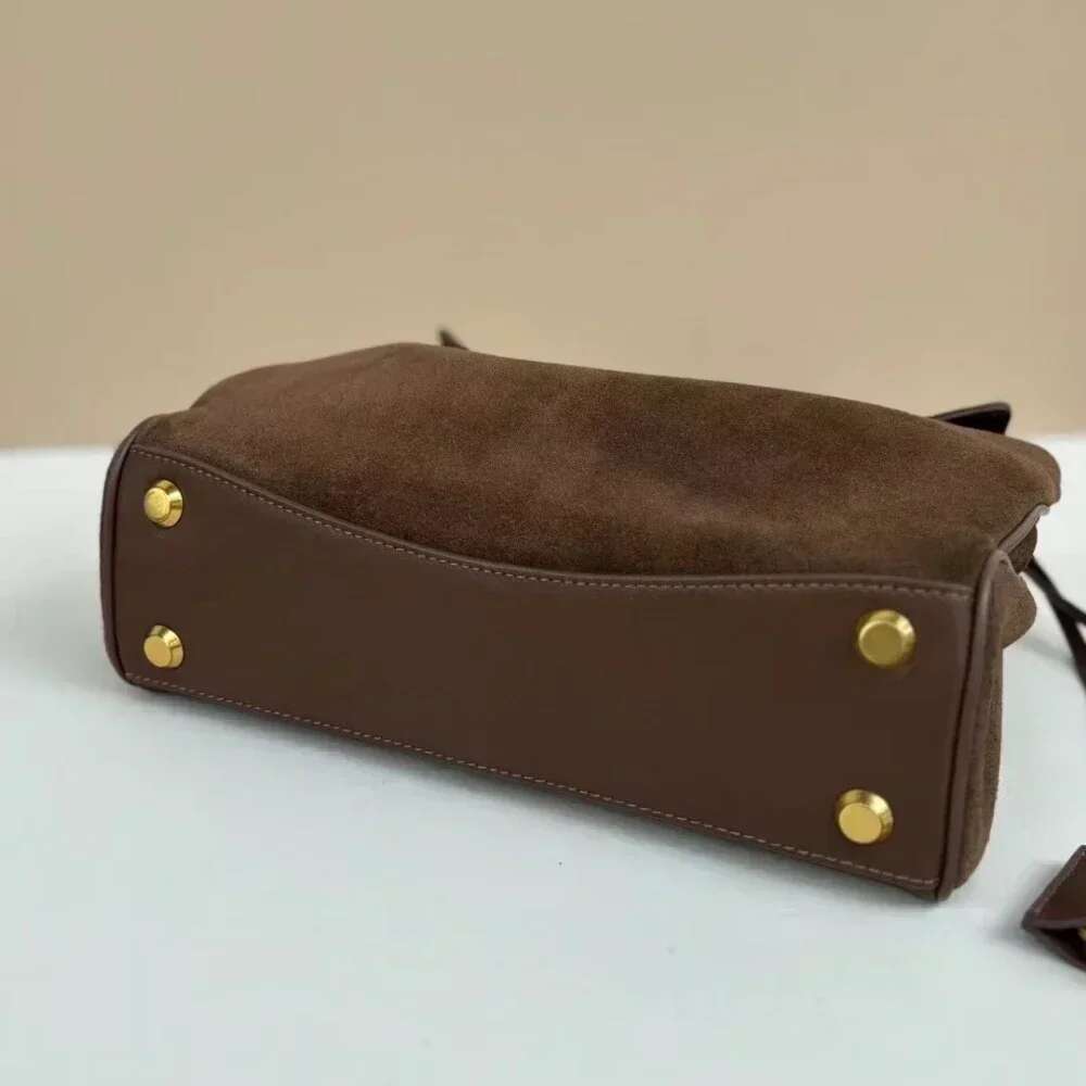 Motingsome Women Suede Leather Bag Gold Buckle Handbag And Purses Designer Bags Fashion Lady Trend Satchel 2024 New