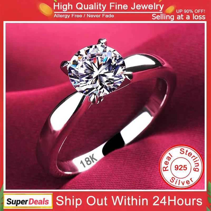 YHAMNI Luxury 18K White Gold Rings 100 Solid Silver 925 Ring High Quality Zirconia Diamond Wedding Band for Women Jewelry GiftT251113