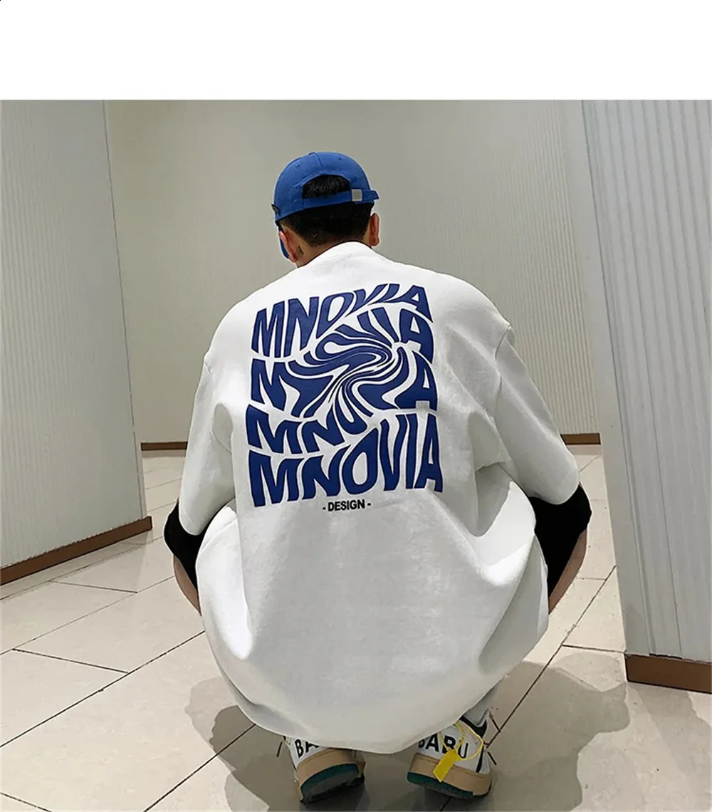 American 210GSM printed mens Tshirt oversized casual summer cotton short sleeved top street clothing 250407