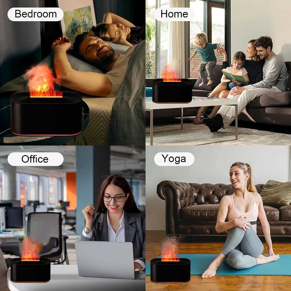 Aroma Humidifier Flame Essential Oils Diffuser Air Humidifier for Home Bedroom Mini Air Fragrance Diffuser with LED Night Light Y251113