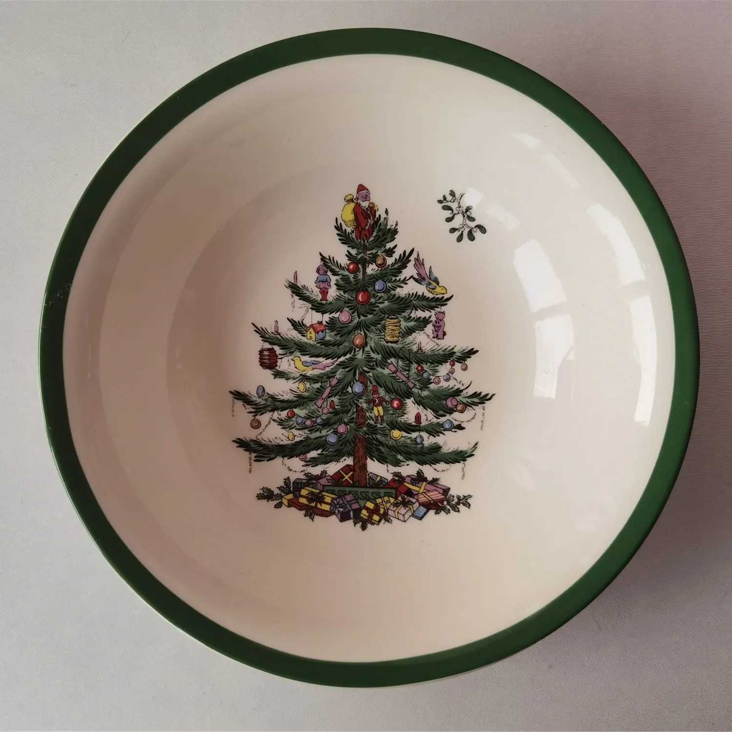 Christmas Classic Green Edge Series Christmas Set Size Plate Square Plate Size Bowl Fish Dish Coffee Set Y251113