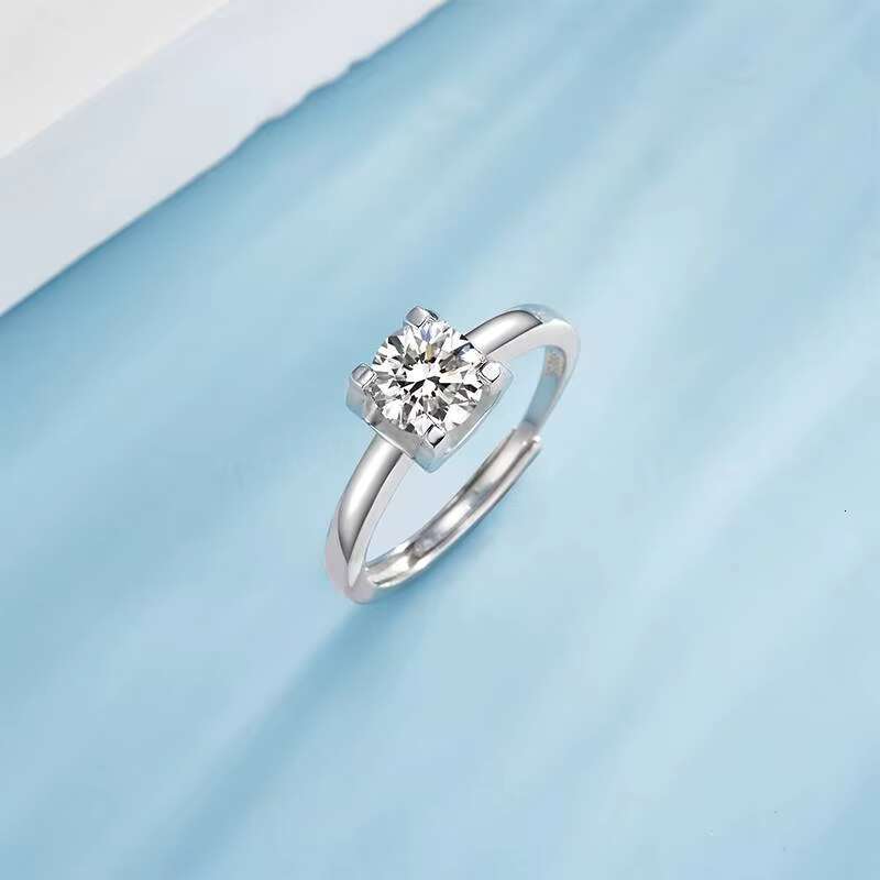 18K Gold Plated 1ct S925 Engagement Adjustable Moissanite Rings With GRA Certified