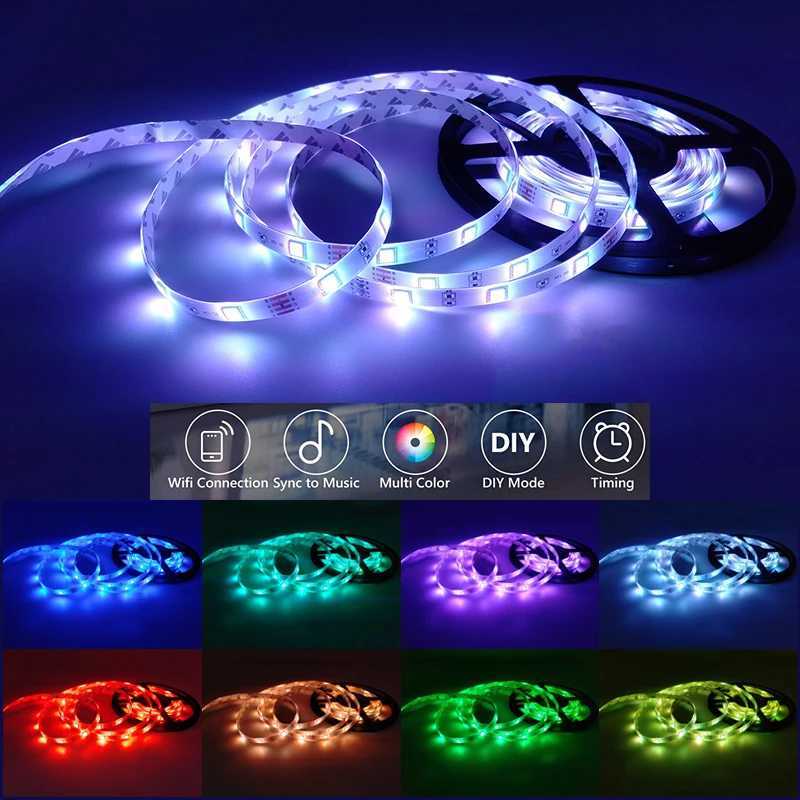 1-20M USB RGB LED Strip Lights with Wifi Bluetooth APP Remote Control RGB TV Backlight Flexible Lamp Tape For Room Party Decor W251112
