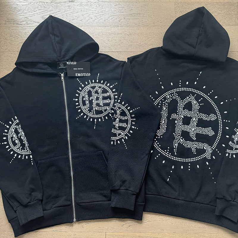 Men's Hoodies Retro Letter Printing Zipper Sweatshirt Jacket Casual Fashion Personality Design Hoodie Hip-hop Streetwear