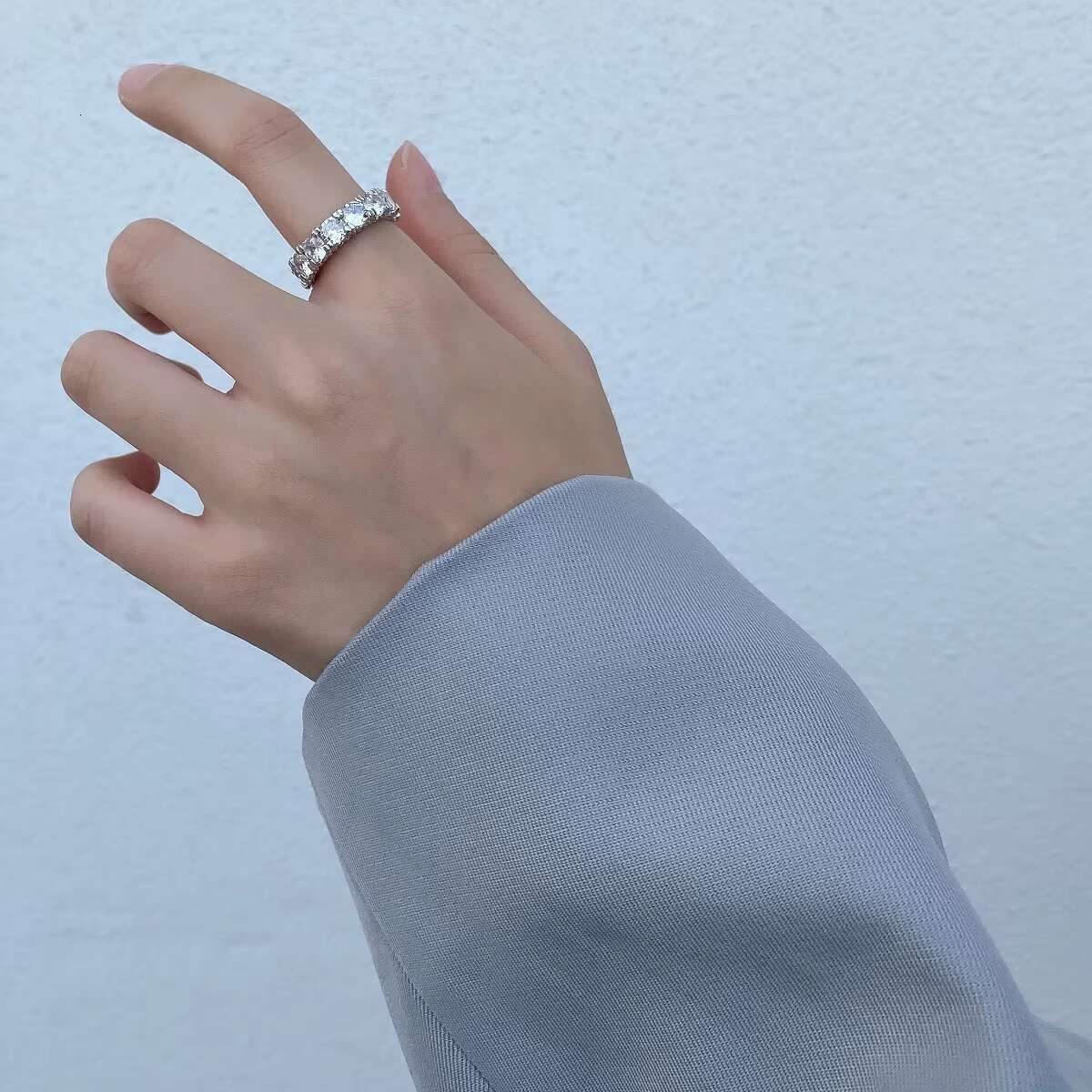 VAF High End 3A Zirconia Pave Ring Iced Out Moissanite Eternity Engagement Cubic Zirconium Ring for Men Women