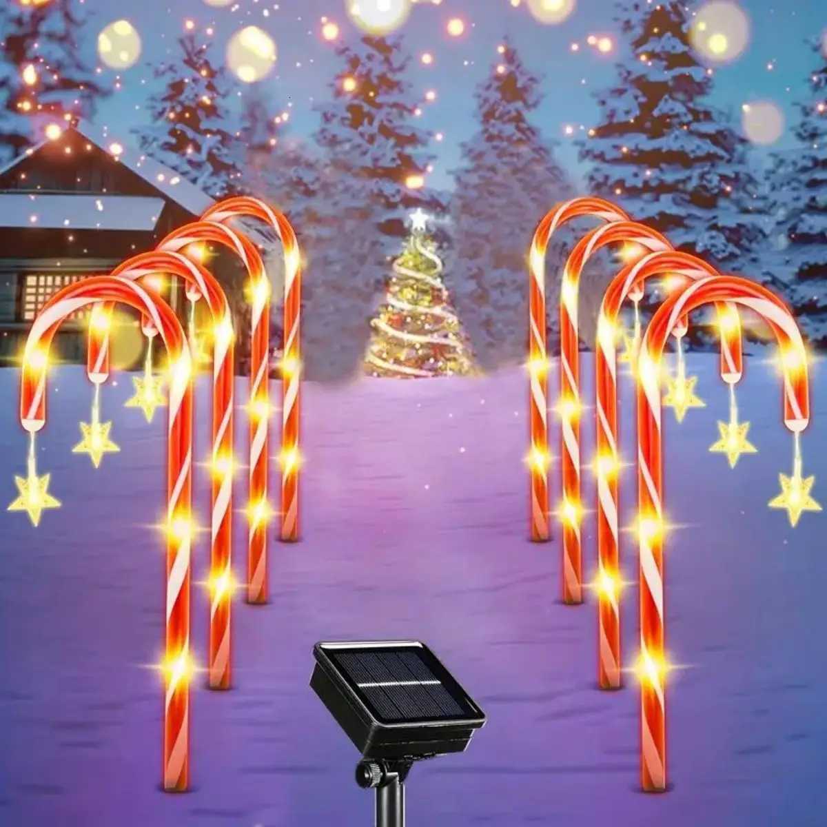 8pcs/set solar powered garden cane lights 8-function waterproof decorative lights Christmas candy garden lights M251113