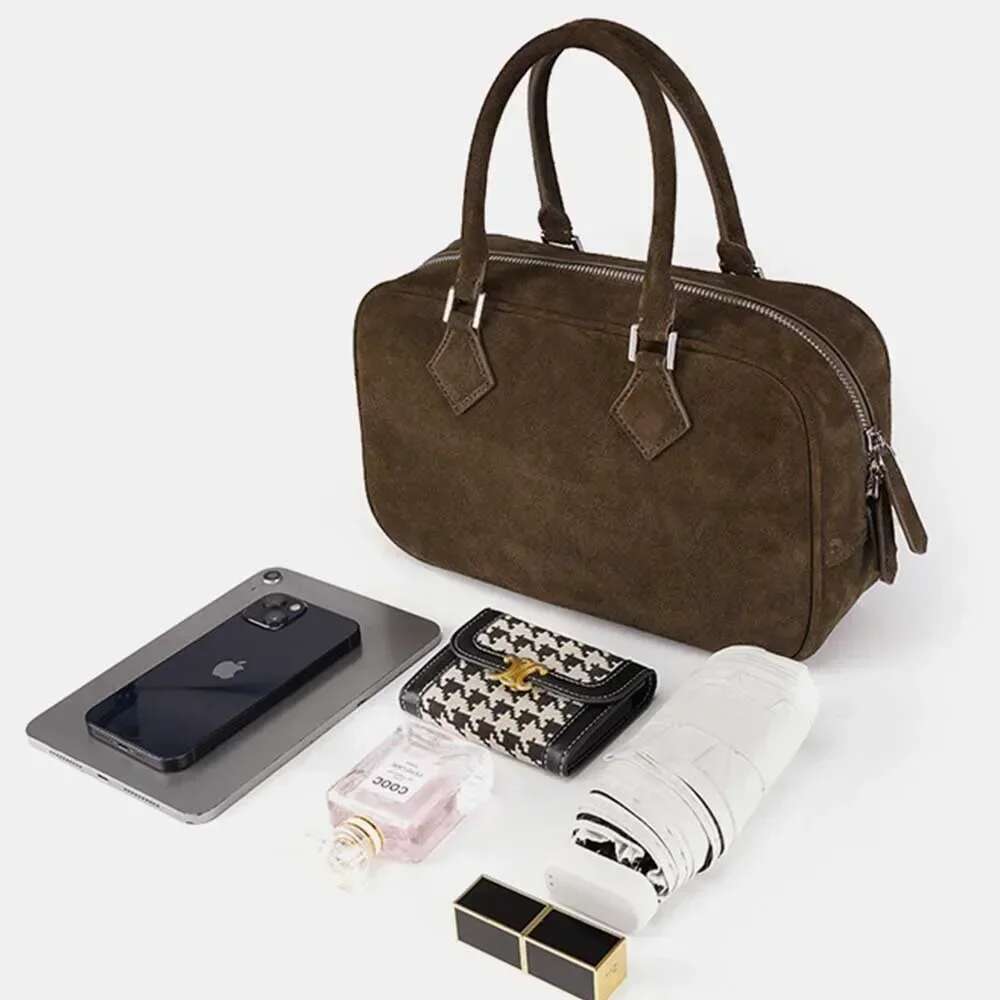 Motingsome Retro Genuine Leather Woman Bags Bag Pillow Handbag Suede Calfskin Lady Daily Purses Shoulder Casual Tote 2024