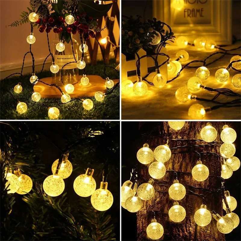 Solar Powered Crystal Ball Fairy Lamp Solar String Lights Outdoor Crystal Globe Night Lights with 8 Lighting Modes M251113