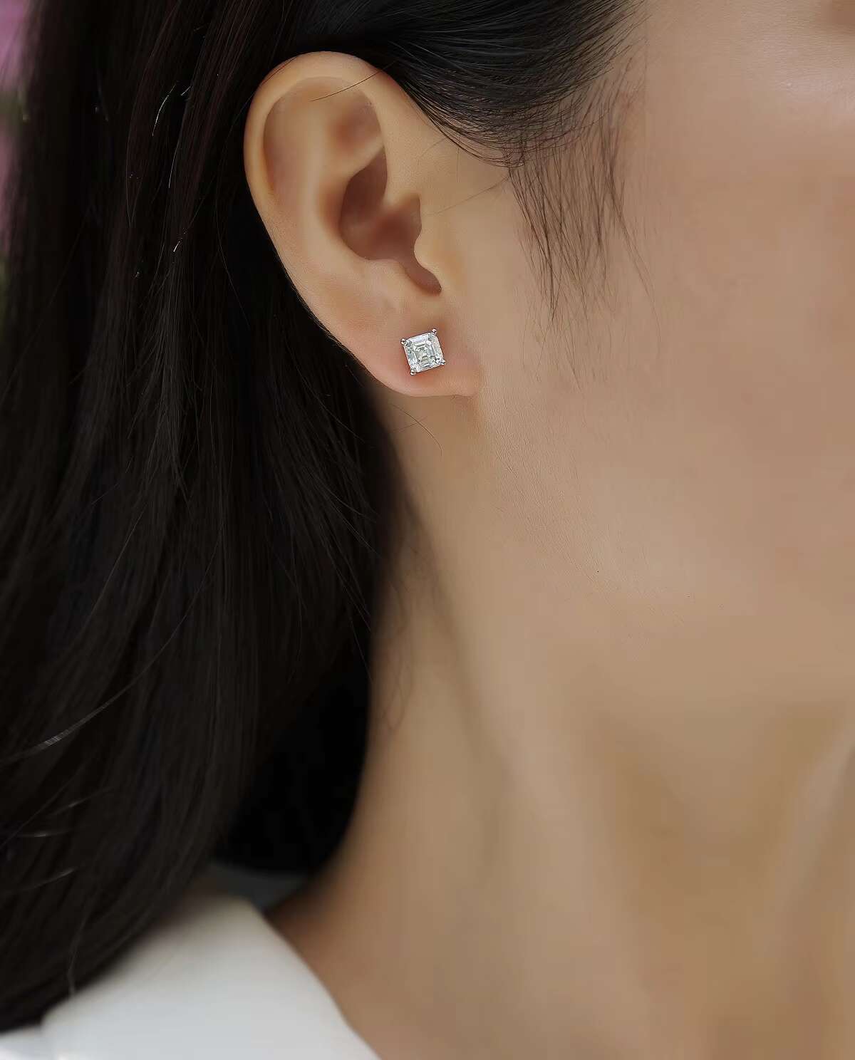 Wholesale 925 Sterling Silver Moissanite Earrings 1ct Square Cut Classic GRA Certified VVS D Moissanite Jewelry Stud Earring
