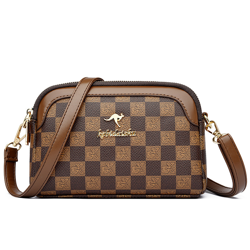 2025 New Kangaroo Small Bag Women's Mobile Phone Zero Wallet Soft Leather Three Layer Cross Shoulder Bag