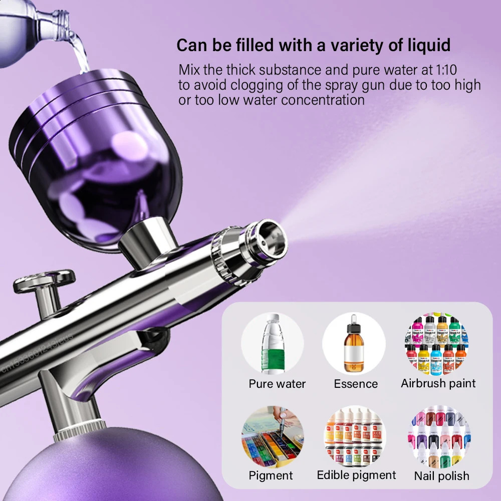 Airbrush with Compressor Airbrush Spray Gun for Painting Modeling Crafts Nail Art Wireless Portable Air Brush Painting Spray Gun 250409