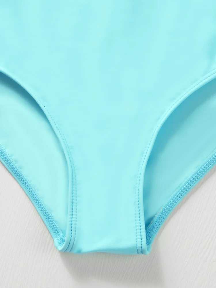 One Piece Kids Girls Swimsuit 2025 New Solid Long Sleeves Bodysuit Children Swimwear Summer Monokini Beach Bathing Suit SwimmingW251113