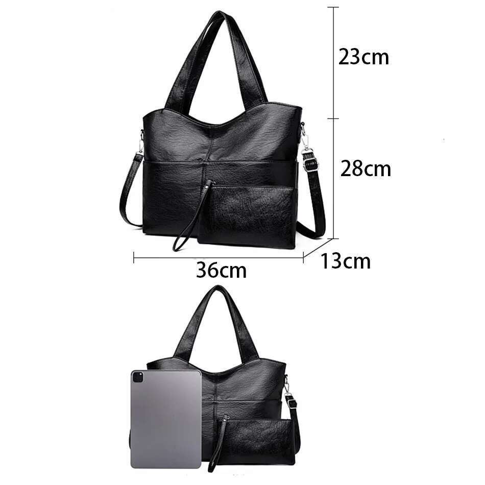 Solid Shoulder Bags For Women 2025 High-Quality Soft Leather Crossbody Handbags Lady High-Capacity Travel Shopper Bag Sac A Main