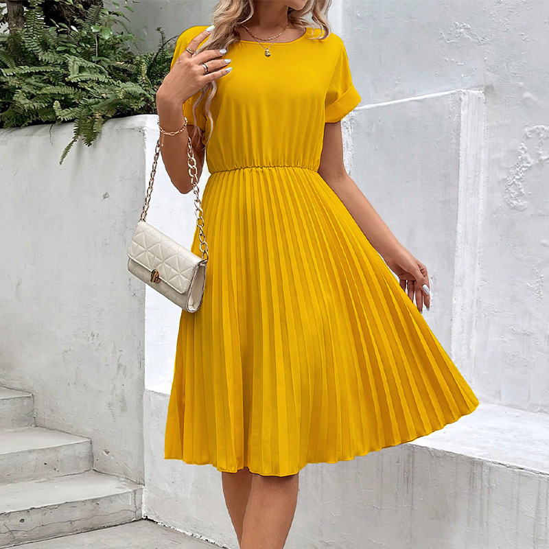 Wind Dress 2025 Spring/Summer New Collection Solid Color Loose Polyester A-line Skirt Womens Wear
