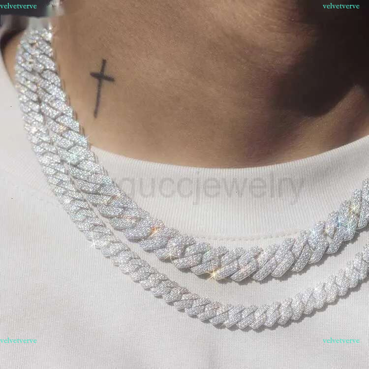 Designer Yu ying Pass test 8-14mm Wide GRA Moissanite dia gold Sterg Sier Cuban k chain for Men Hip Hop Necklace