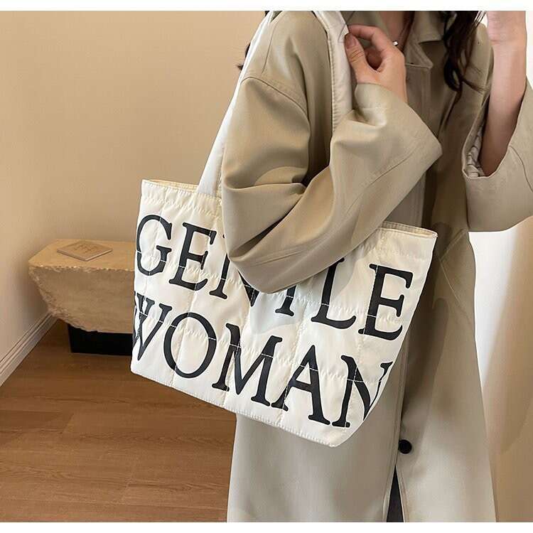 GW new cotton internet celebrity, commuting letter women's student bag, large capacity crossbody tote bag