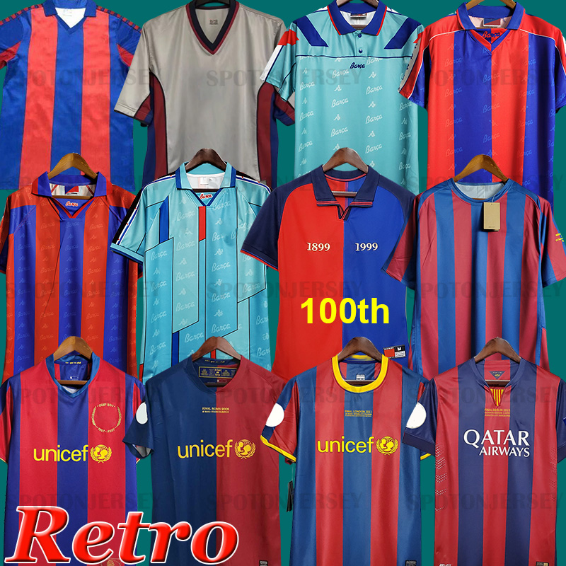 Retro soccer jerseys 96 97 07 08 09 10 11 XAVI RONALDINHO RIVALDO GUARDIOLA Iniesta HENRY finals classic 1899 1999 retro football shirts uniform Home Away Men kit S-2XL