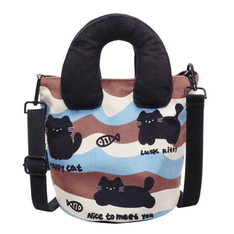 2025S Designer Women S Bag Exquisite Crossbody Illustration Design Funny Graffiti Bucket Bag New Cute Cartoon Casual Handbag