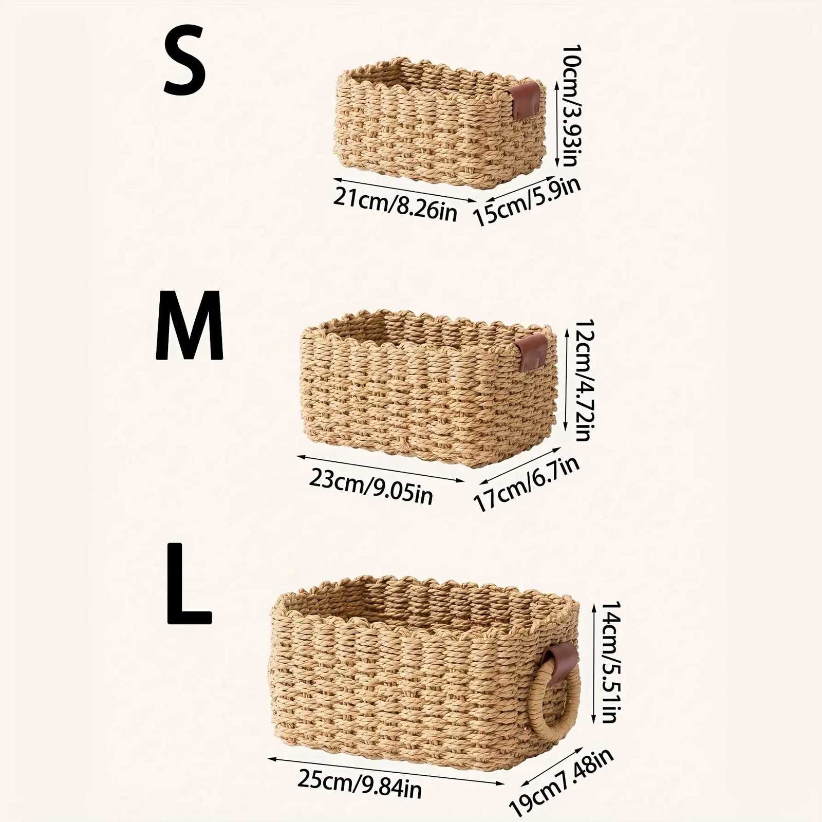 3pcs woven storage basket hand-woven storage basket storage rack for toys clothes books gifts etc Shelf Baskets Y251112