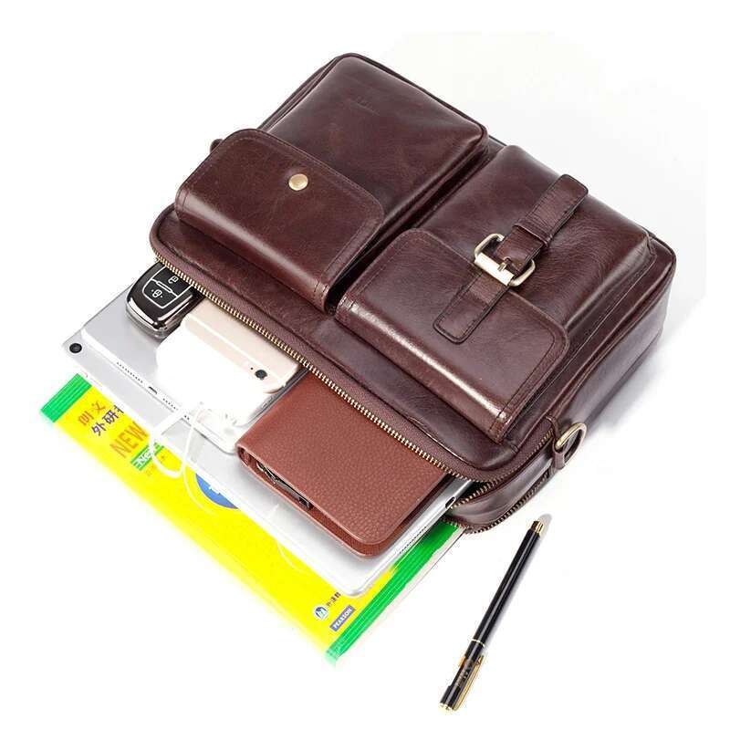 Designer Bag Brand New Cowhide Messenger Genuine Leather Handbag Male Travel Pad Shoulder Bag For Men Office Briefcase Totes